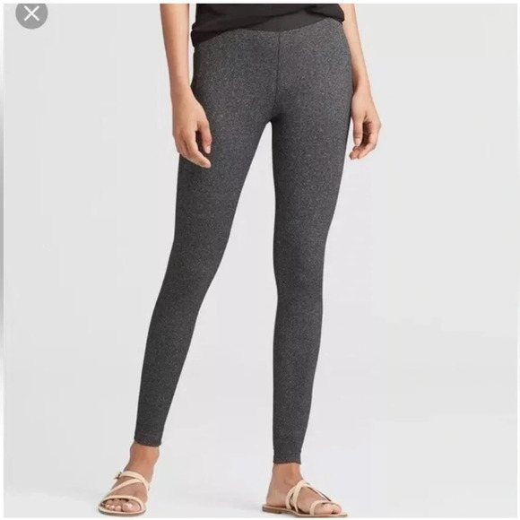 Eileen Fisher Herringbone Recycled Polyester Leggings in Charcoal - Size XS - Picture 1 of 8